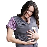 Sleepy Wrap Tragetuch Baby Neugeboren bis Kleinkind - Baumwoll Baby Tragetuch Neugeborene, Stilltuch für unterwegs, Einfach zu bindende Babytrage ab Geburt bis 15kg (Dunkelgrau)