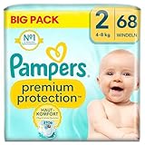 Pampers Premium Protection BIG PACK, New Baby, Windeln Größe 2 (4kg-8kg), 68 Stück